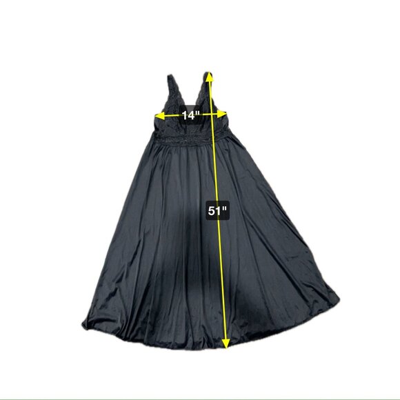 Exquisite Form Womens Black Lace Nylon Long Sleeveless Nightgown Size Medium - Picture 6 of 7